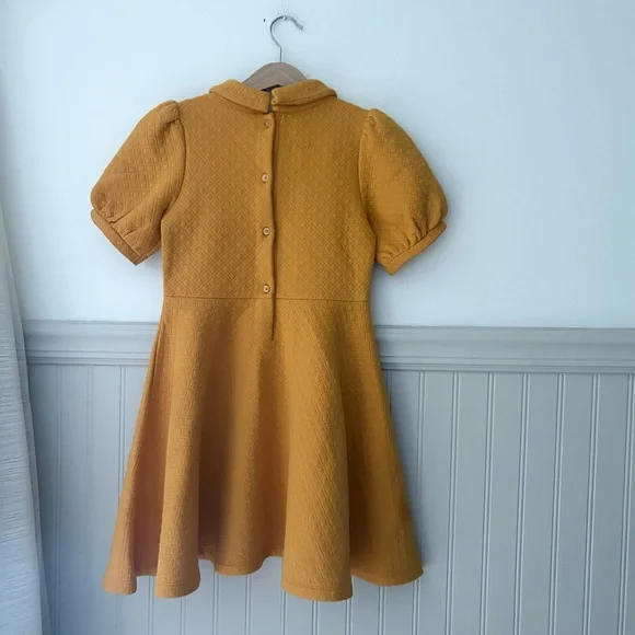Janie and Jack Girls Size 8 Mustard Collared Quilted Modest Dress - Picture 4 of 4